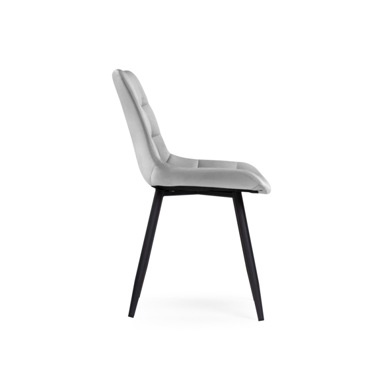 Стул на металлокаркасе Челси велюр светло-серый / черный