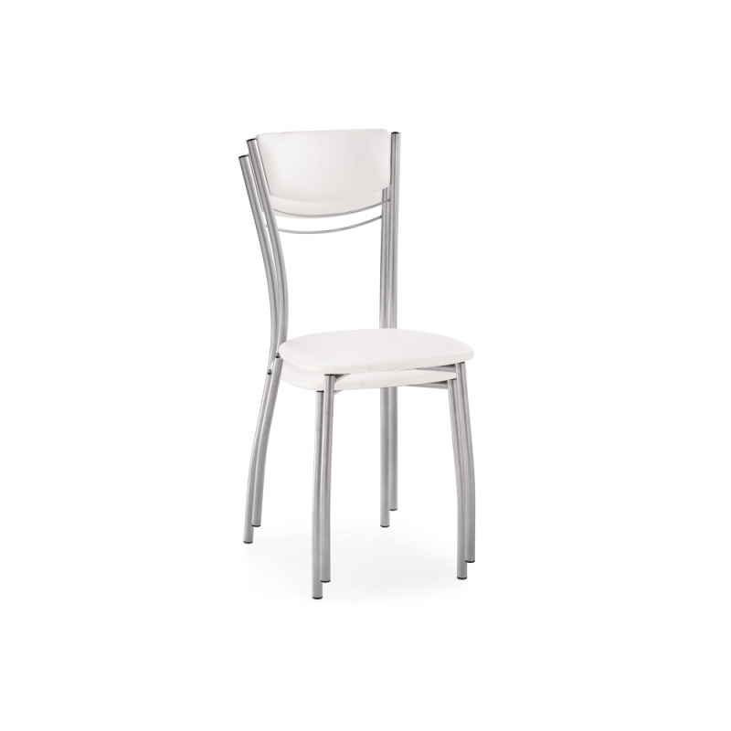 Стул на металлокаркасе Goki с мягкой спинкой белый полимер / светлый мусс