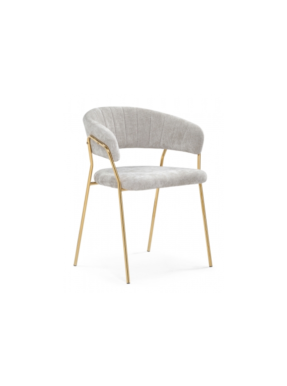 Стул на металлокаркасе Kamelia 1 light gray fabric / gold