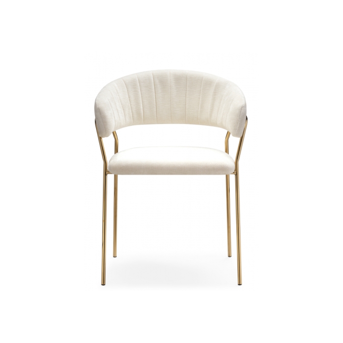 Стул на металлокаркасе Kamelia 1 white fabric / gold