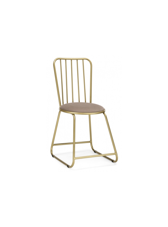 Стул на металлокаркасе Лирион бежевый велюр / золото