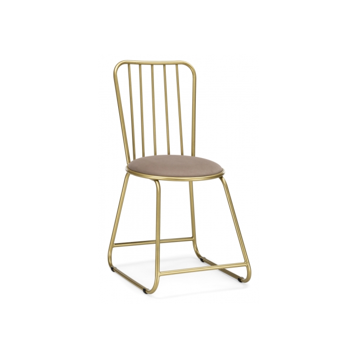 Стул на металлокаркасе Лирион бежевый велюр / золото