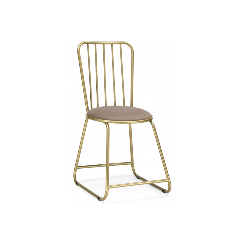 Стул на металлокаркасе Лирион бежевый велюр / золото