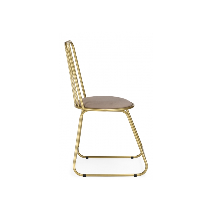 Стул на металлокаркасе Лирион бежевый велюр / золото