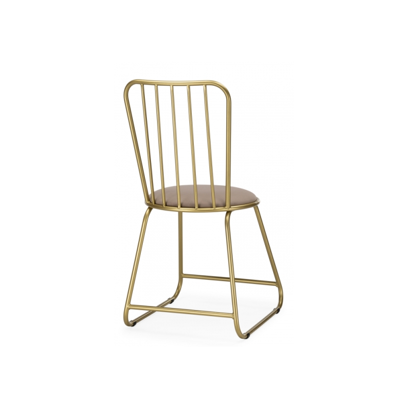 Стул на металлокаркасе Лирион бежевый велюр / золото
