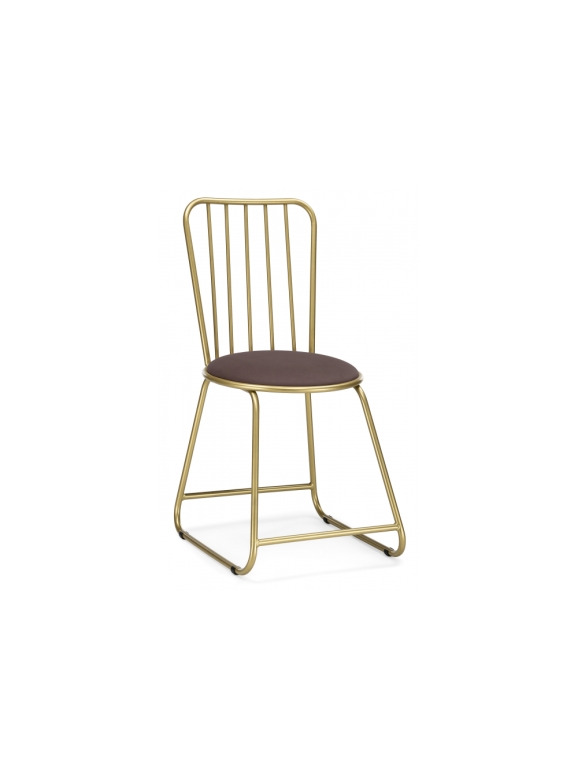 Стул на металлокаркасе Лирион какао велюр / золото