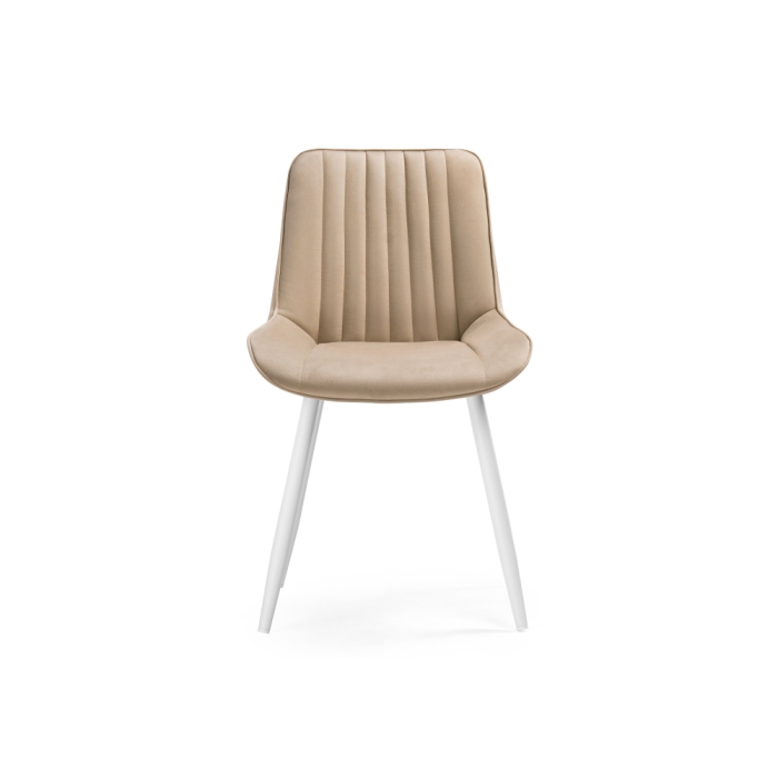 Стул на металлокаркасе Седа велюр бежевый / белый