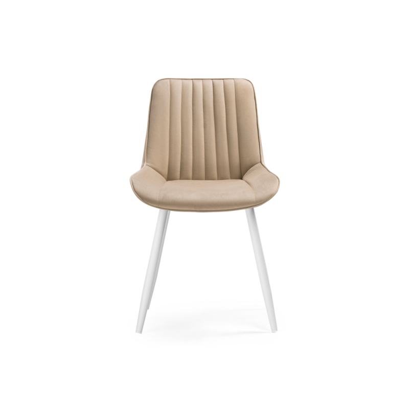 Стул на металлокаркасе Седа велюр бежевый / белый