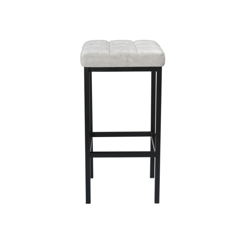 Барный стул Лофт кожзам серый мрамор / черный матовый