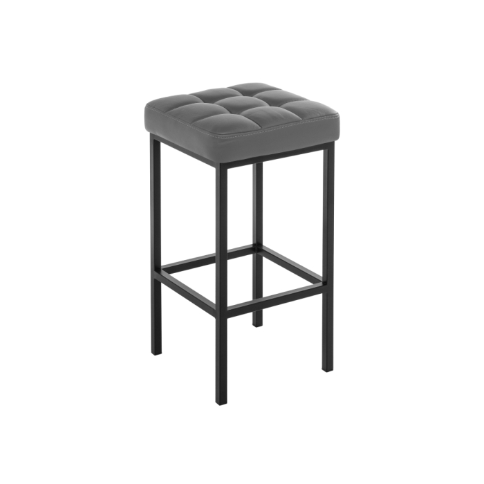 Барный стул Лофт кожзам темно-серый / черный матовый
