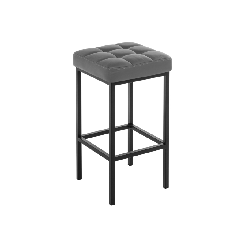 Барный стул Лофт кожзам темно-серый / черный матовый