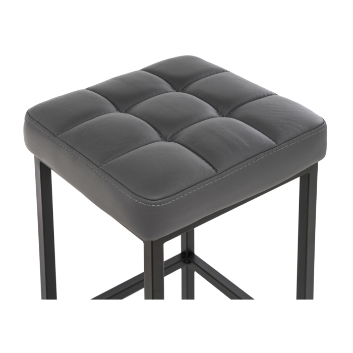 Барный стул Лофт кожзам темно-серый / черный матовый