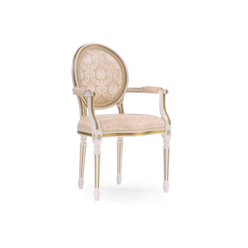 Кресло Данте молочный с золотой патиной