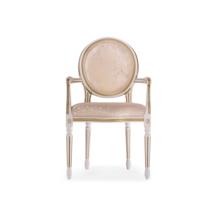 Кресло Данте молочный с золотой патиной