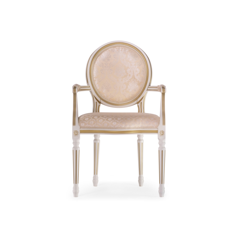 Кресло Данте молочный с золотой патиной