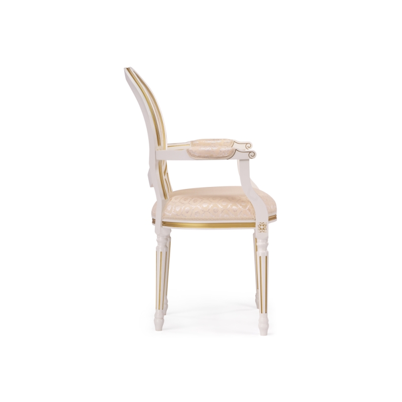 Кресло Данте молочный с золотой патиной