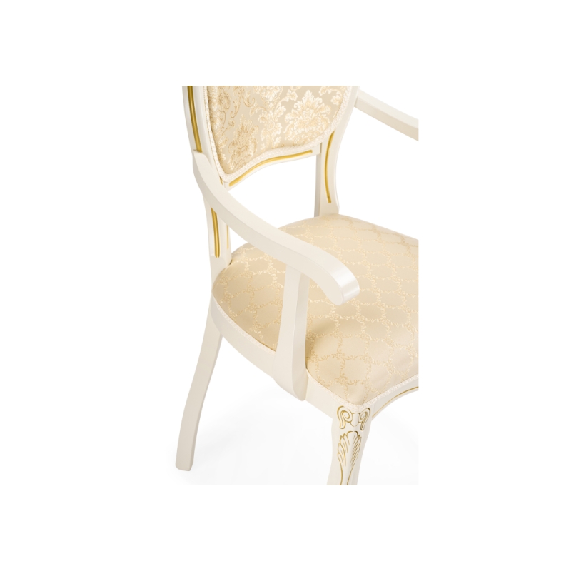 Кресло Лауро слоновая кость с золотой патиной / бежевый тесьма 11