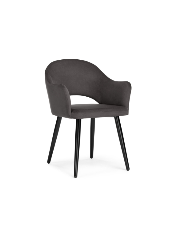Стул на металлокаркасе Апри микровелюр графитовый / черный глянец