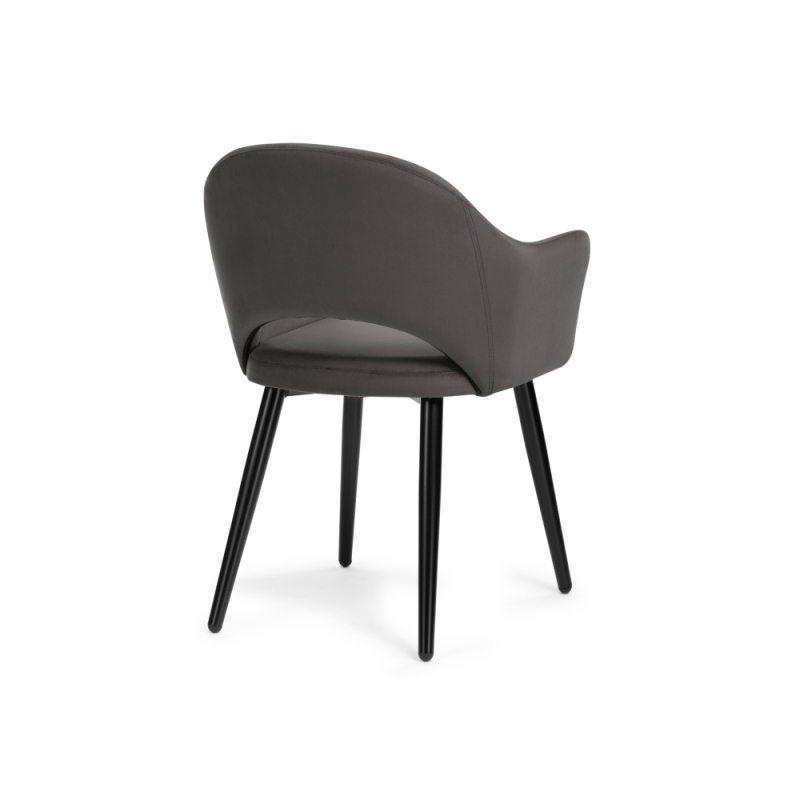 Стул на металлокаркасе Апри микровелюр графитовый / черный глянец