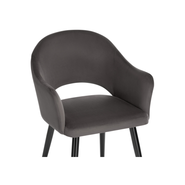 Стул на металлокаркасе Апри микровелюр графитовый / черный глянец