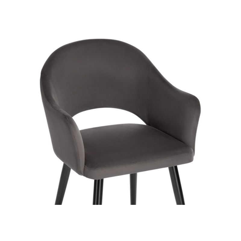 Стул на металлокаркасе Апри микровелюр графитовый / черный глянец