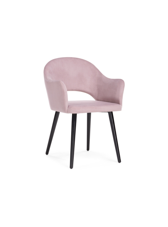 Стул на металлокаркасе Апри микровелюр розовый / черный глянец