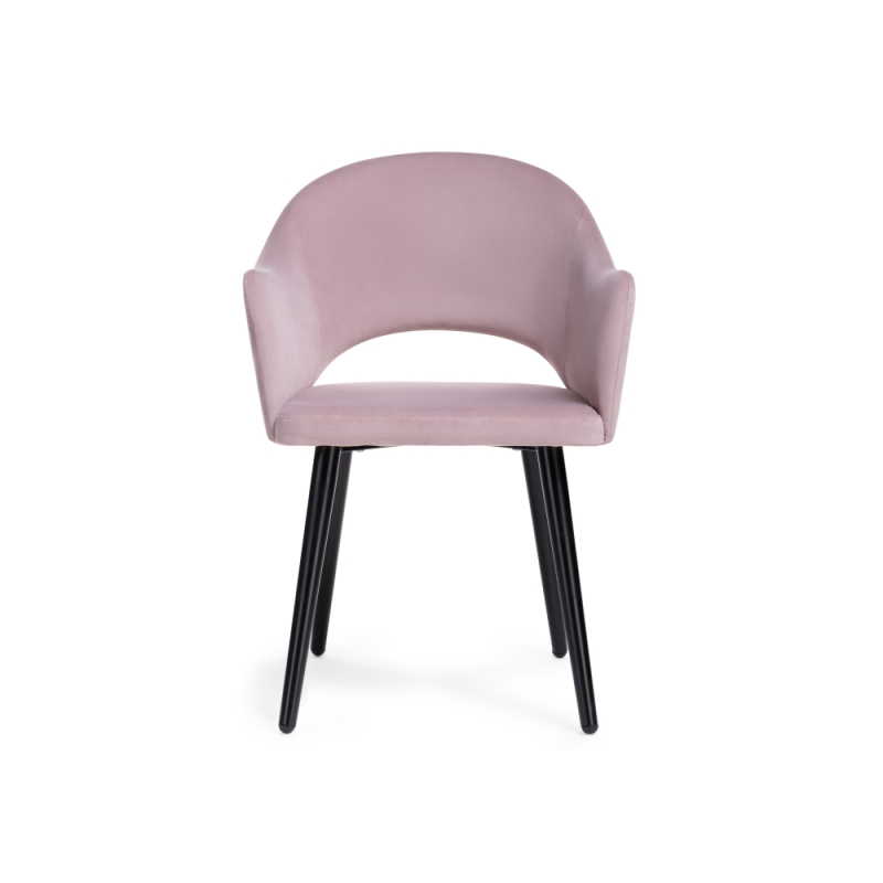 Стул на металлокаркасе Апри микровелюр розовый / черный глянец