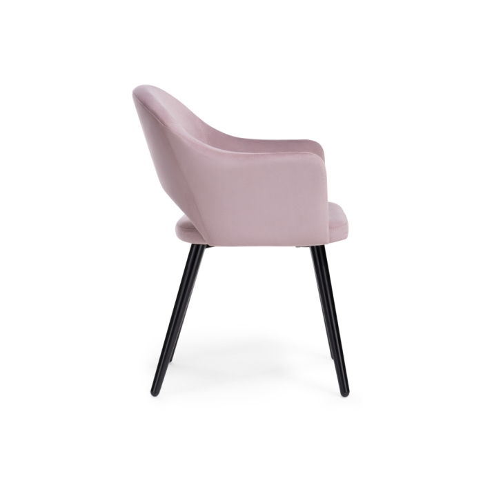 Стул на металлокаркасе Апри микровелюр розовый / черный глянец