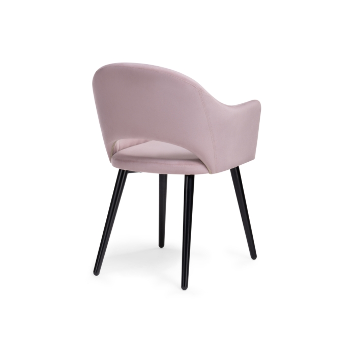 Стул на металлокаркасе Апри микровелюр розовый / черный глянец