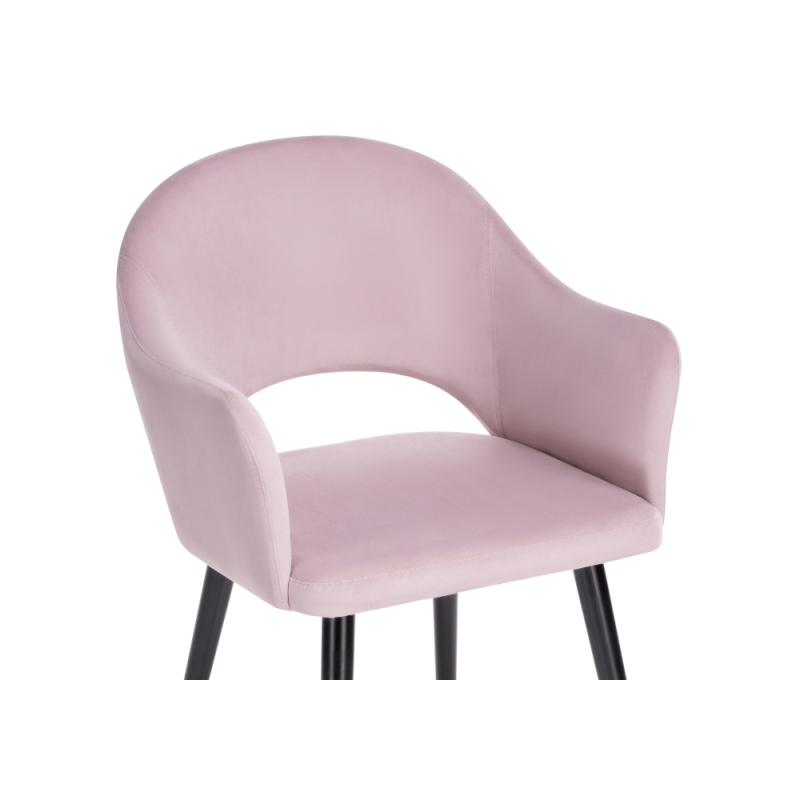 Стул на металлокаркасе Апри микровелюр розовый / черный глянец