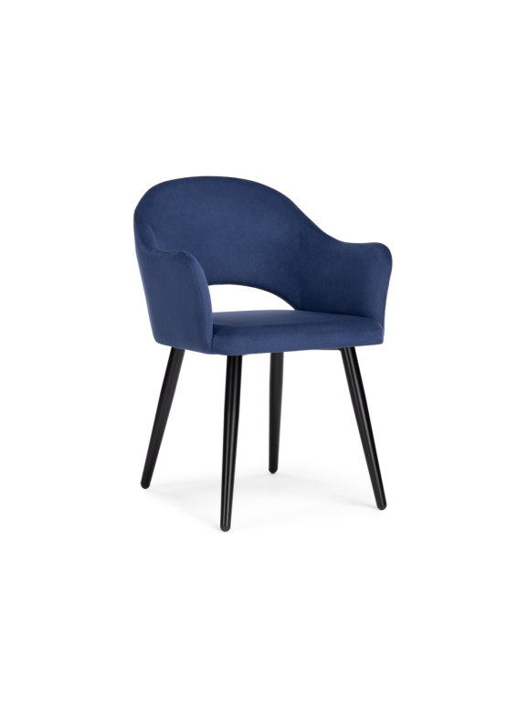 Стул на металлокаркасе Апри микровелюр темно-синий / черный глянец