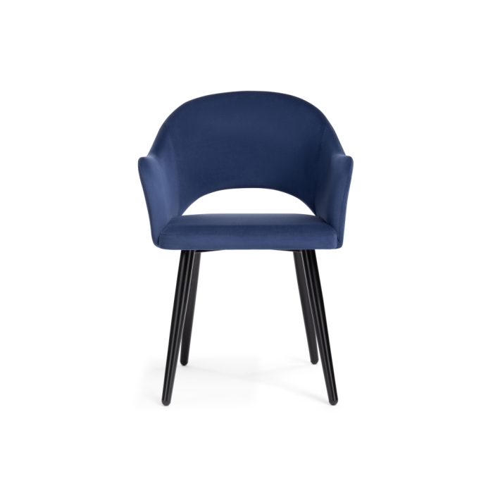 Стул на металлокаркасе Апри микровелюр темно-синий / черный глянец