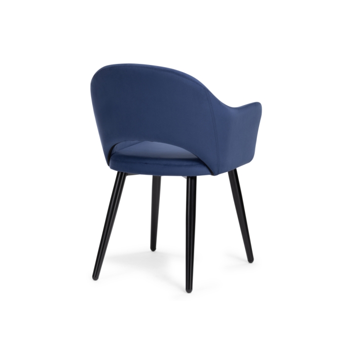 Стул на металлокаркасе Апри микровелюр темно-синий / черный глянец