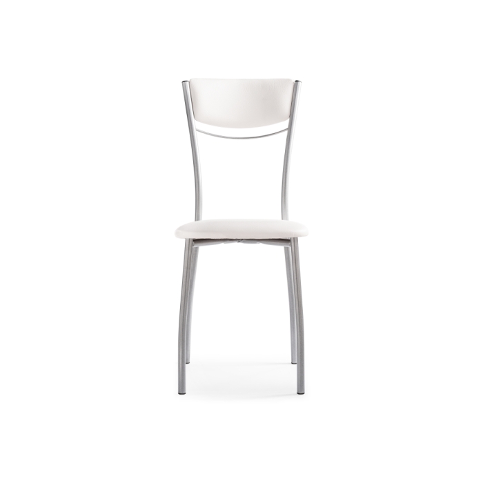 Стул на металлокаркасе Goki с мягкой спинкой белый полимер / светлый мусс