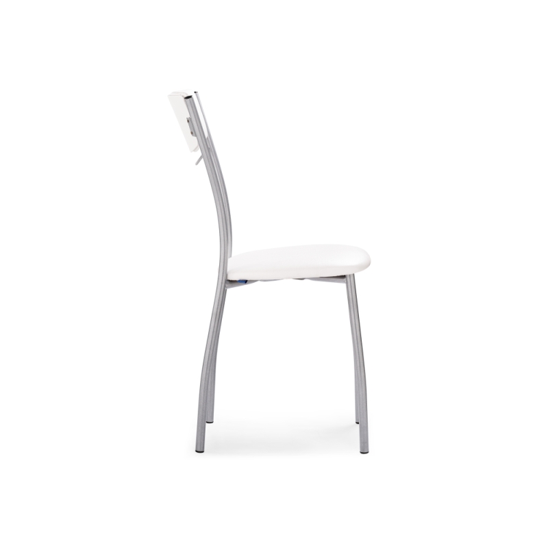 Стул на металлокаркасе Goki с мягкой спинкой белый полимер / светлый мусс