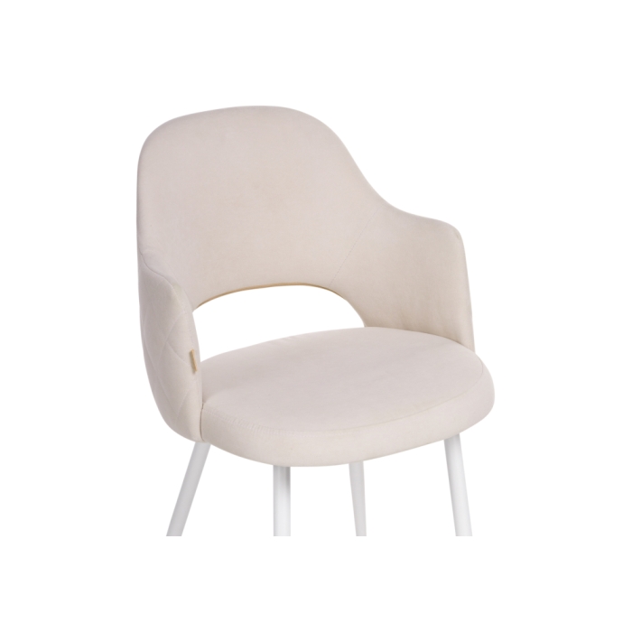 Стул на металлокаркасе Гутрид прошивка ромбы сзади бежевый / белый