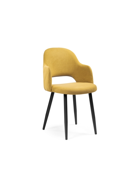 Стул на металлокаркасе Гутрид прошивка ромбы сзади черный / горчичный