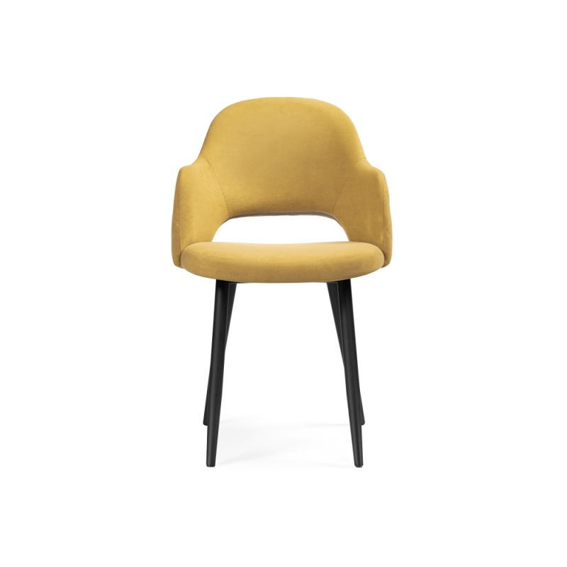 Стул на металлокаркасе Гутрид прошивка ромбы сзади черный / горчичный