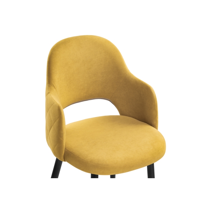 Стул на металлокаркасе Гутрид прошивка ромбы сзади черный / горчичный