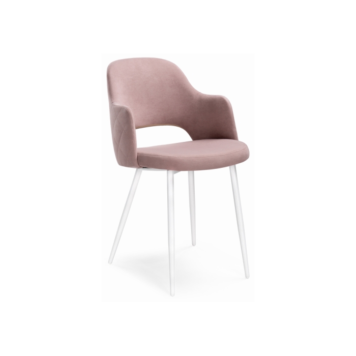 Стул на металлокаркасе Гутрид прошивка ромбы сзади пыльно-розовый / белый