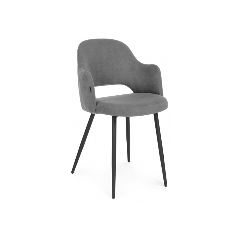 Стул на металлокаркасе Гутрид прошивка ромбы сзади серый / черный