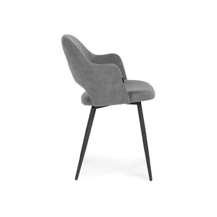 Стул на металлокаркасе Гутрид прошивка ромбы сзади серый / черный