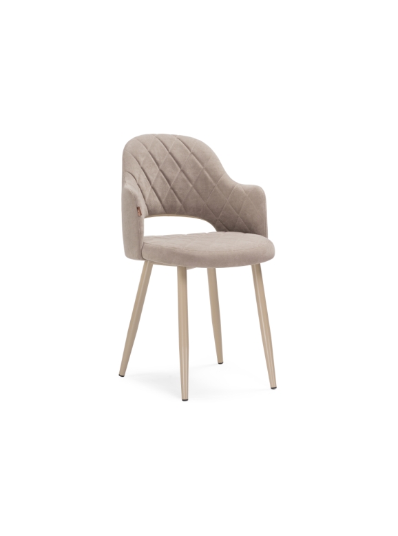 Стул на металлокаркасе Гутрид ромбы спереди капучино