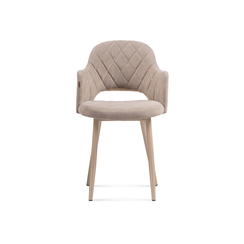 Стул на металлокаркасе Гутрид ромбы спереди капучино