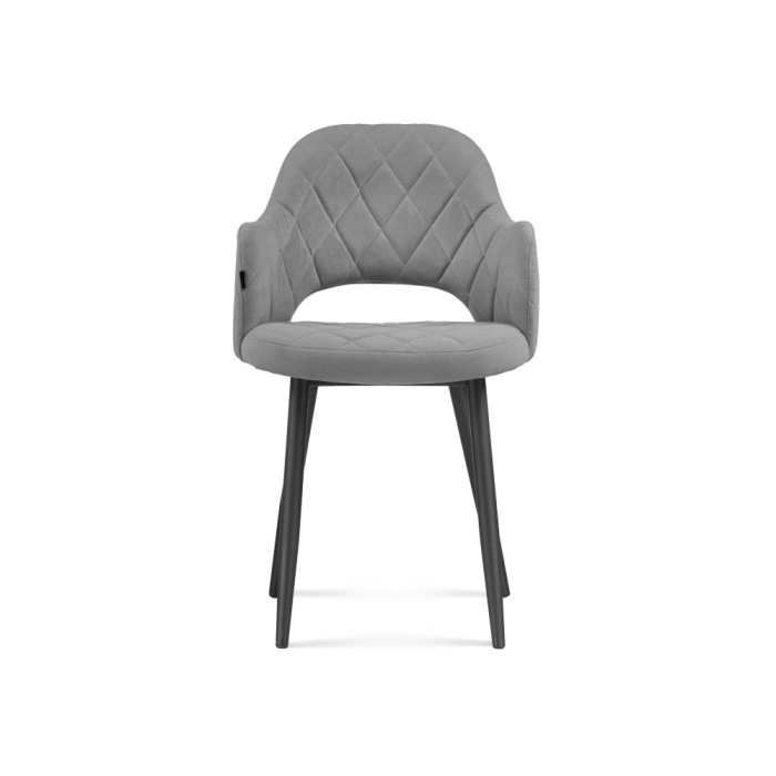 Стул на металлокаркасе Гутрид ромбы спереди серый / черный