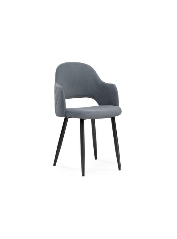 Стул на металлокаркасе Гутрид ромбы сзади без складок черный / серый