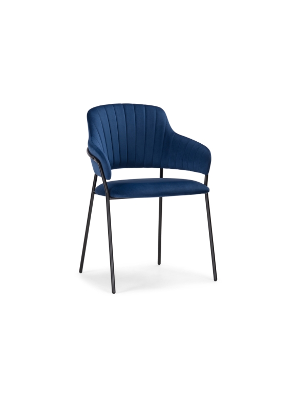 Стул на металлокаркасе Инклес синий / черный глянец