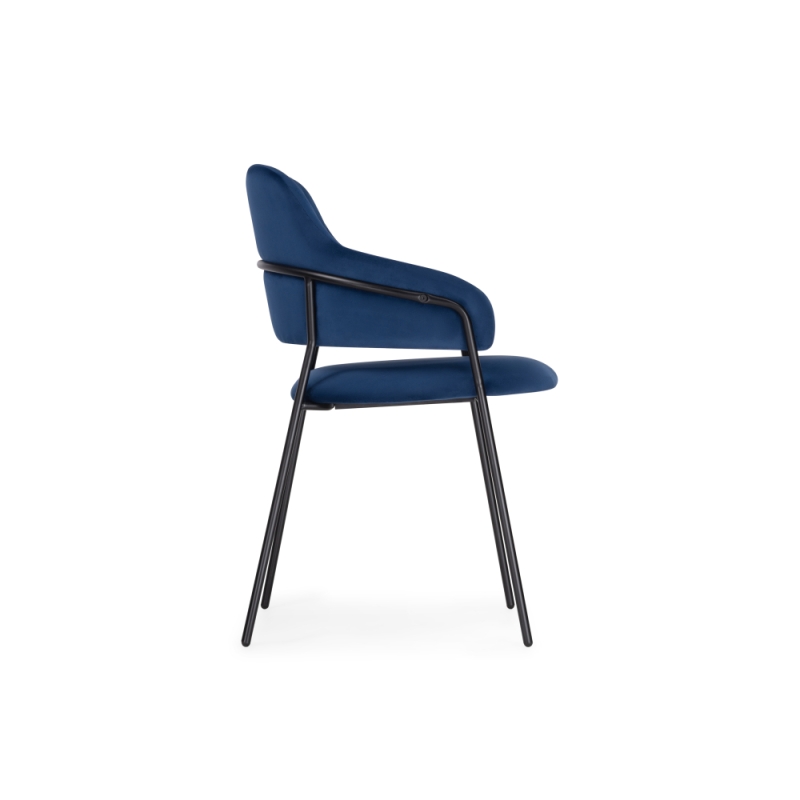 Стул на металлокаркасе Инклес синий / черный глянец