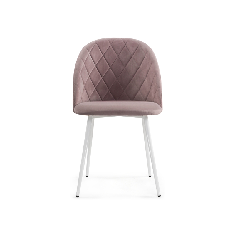 Стул на металлокаркасе Зест микровелюр розовый / белый глянец