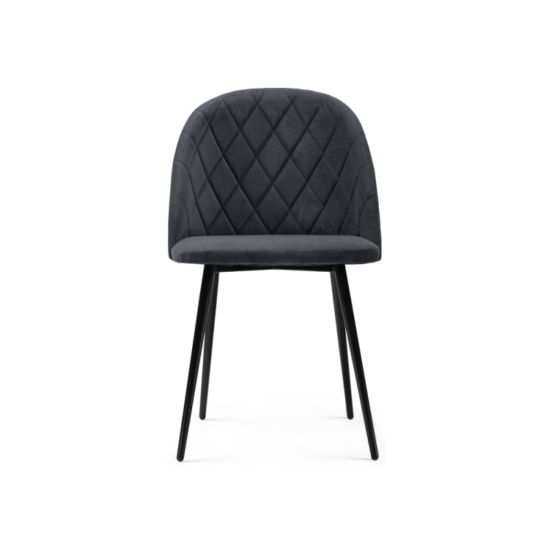 Стул на металлокаркасе Зест микровелюр серый / черный глянец